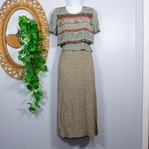 VTG 90s Mixed Print Boho Maxi Dress Eclectic Layer Patchwork | Soft Autumn